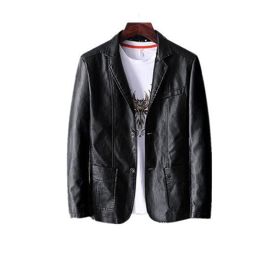 Men’s Leather Jacket – Thin Lapel Style