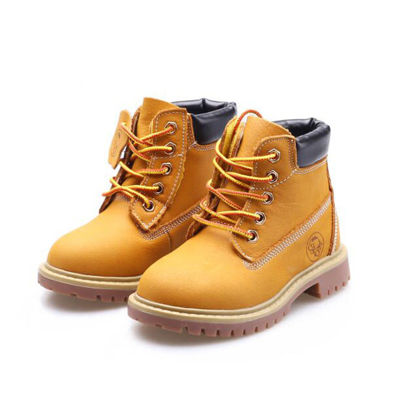Kids Martin Boots – Yellow Leather Shoes
