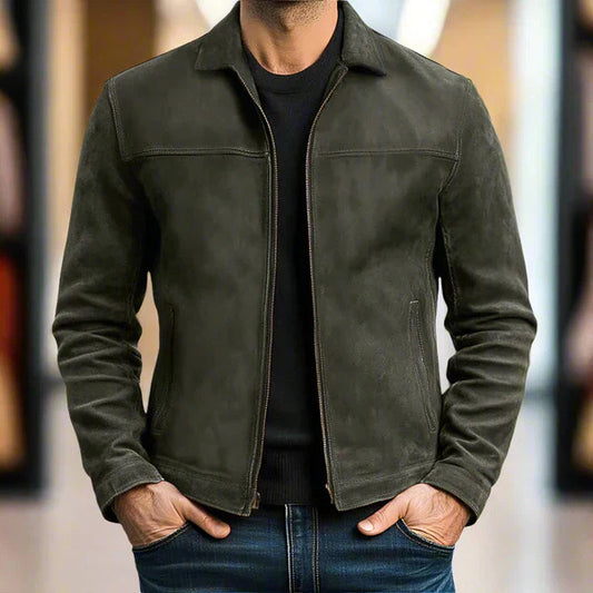 Men’s Casual Leather Jacket – Lapel Style