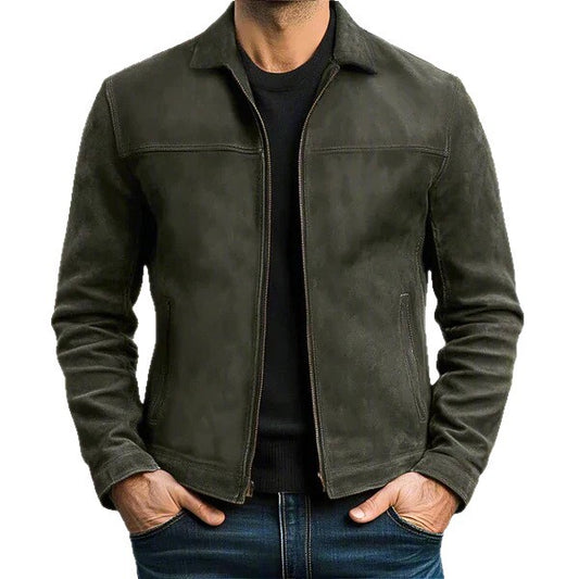 Men’s Casual Leather Jacket – Lapel Style