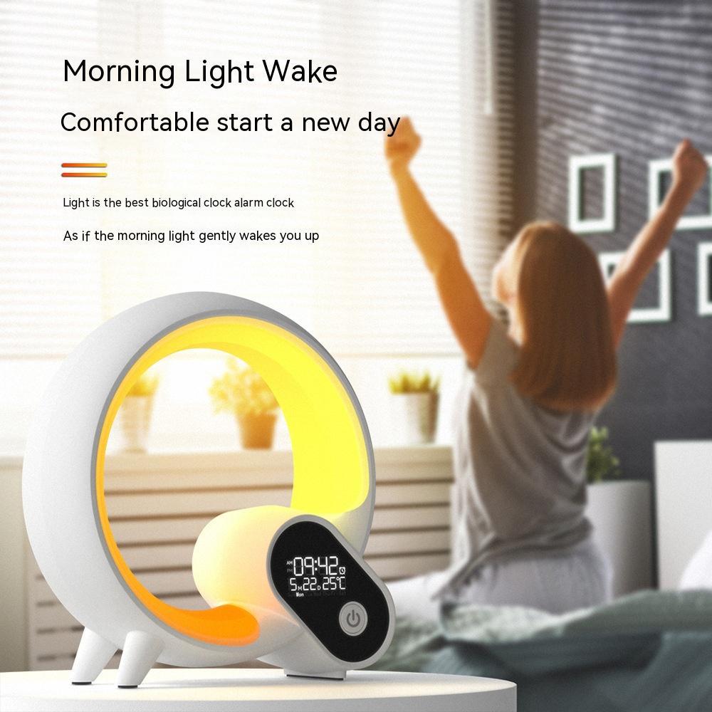Creative Q Light Alarm Clock with Bluetooth Speaker & Sunrise Light