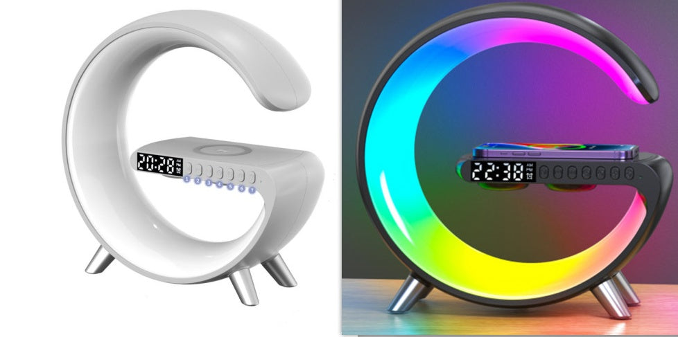 Smart G-Shaped LED Lamp with Bluetooth Speaker & Wireless Charger