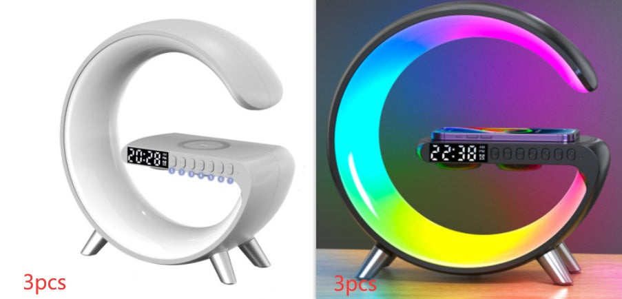 Smart G-Shaped LED Lamp with Bluetooth Speaker & Wireless Charger