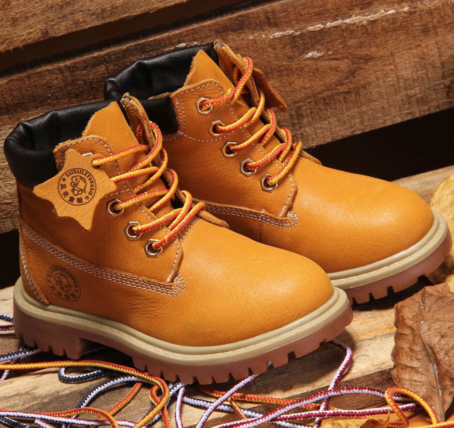 Kids Martin Boots – Yellow Leather Shoes